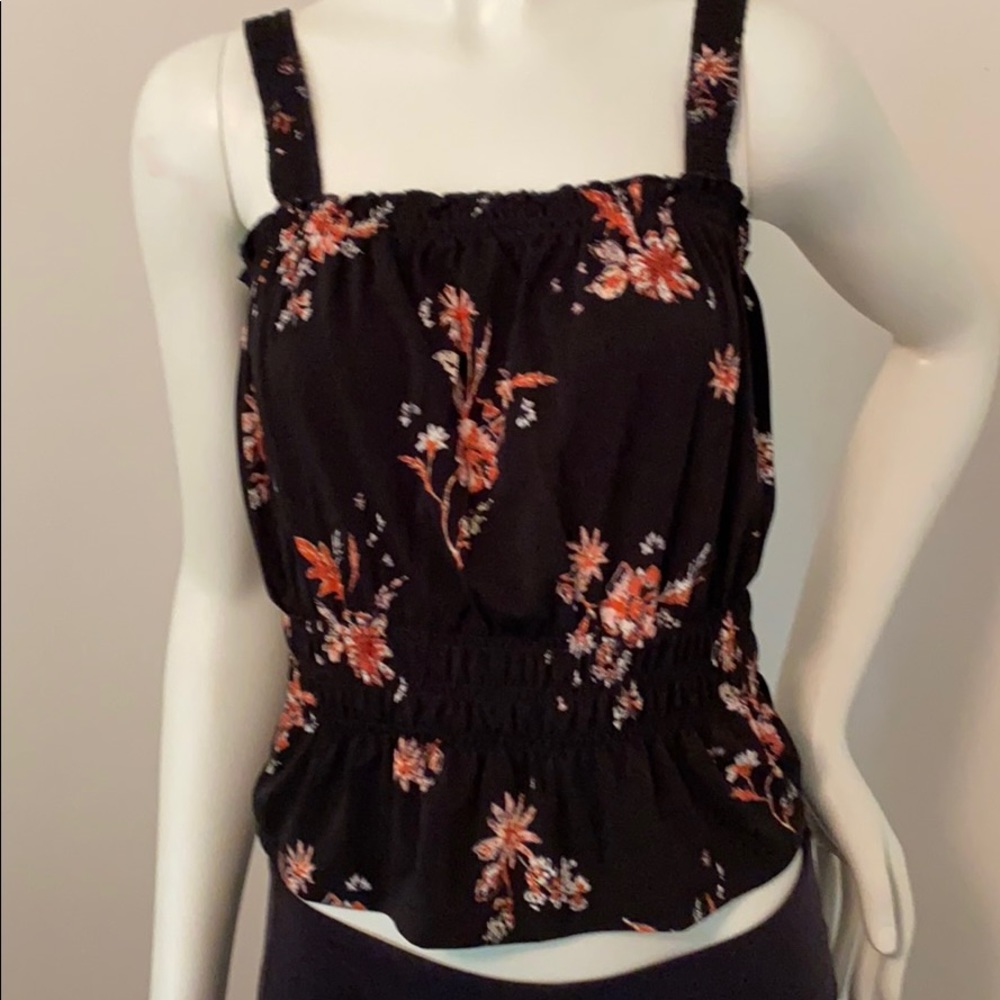 NWT Black floral top